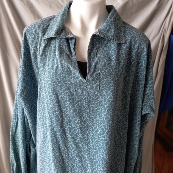 VINTAGE 1800S STYLE BONE BUTTON LONG SLEEVE V NECK SHIRT - Picture 1 of 6